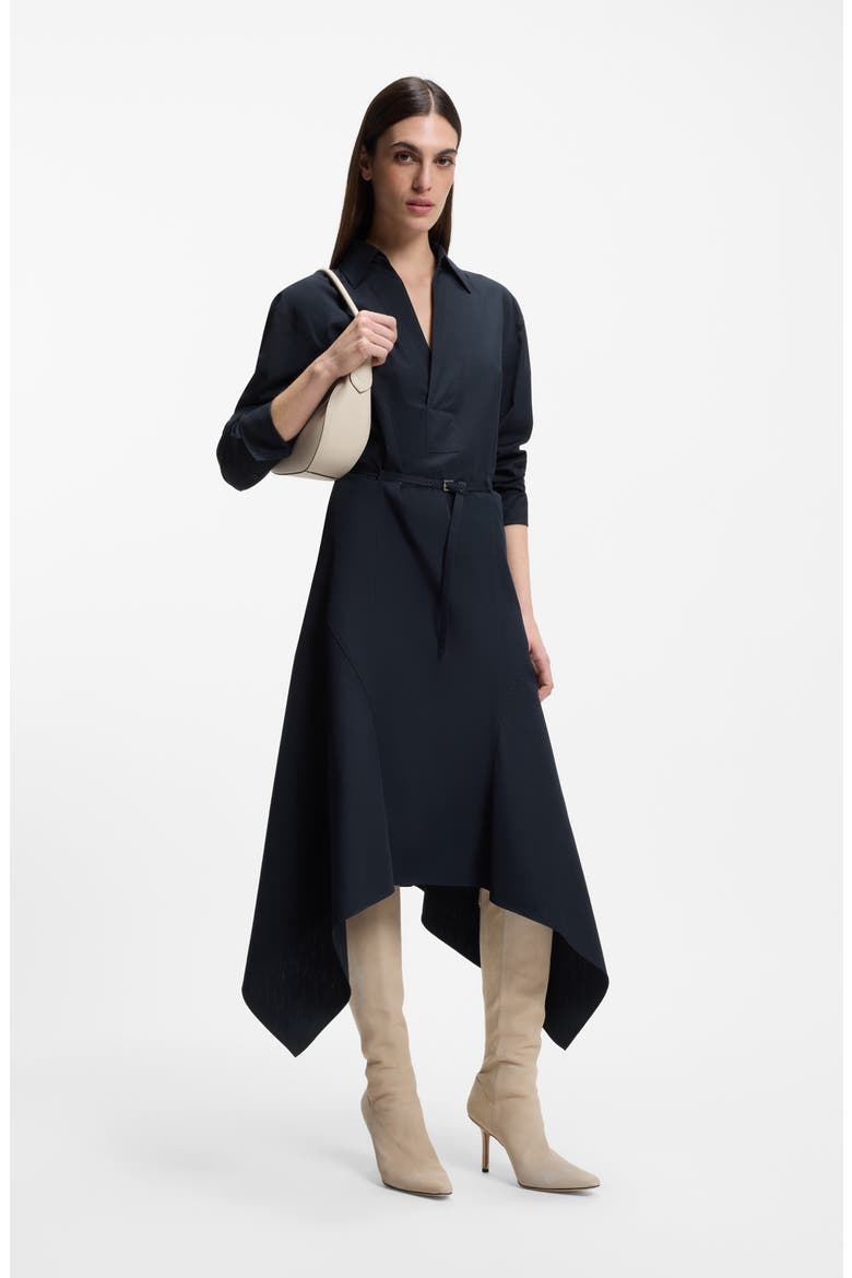 Doloh Long Sleeve Asymmetric Hem Cotton Midi Shirtdress, Alternate, color, SKY CAPTAIN