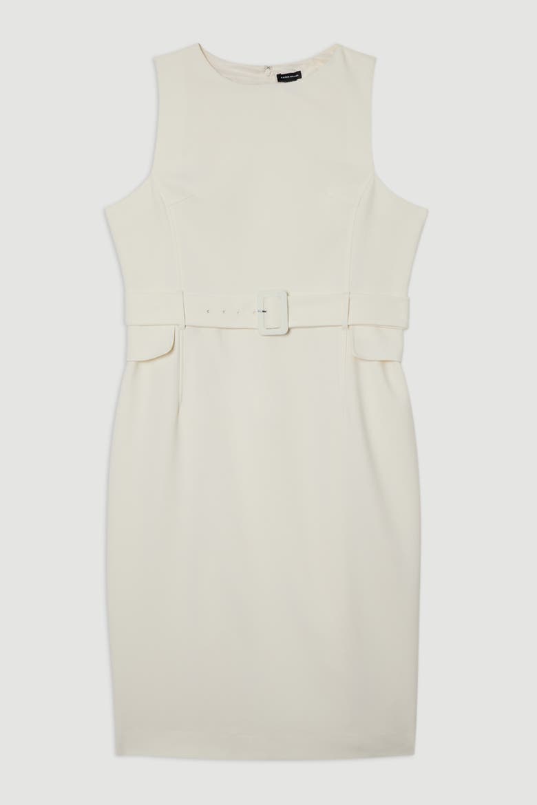 Essential Belted Tailored Midi Dress, Alternate, color, Cream