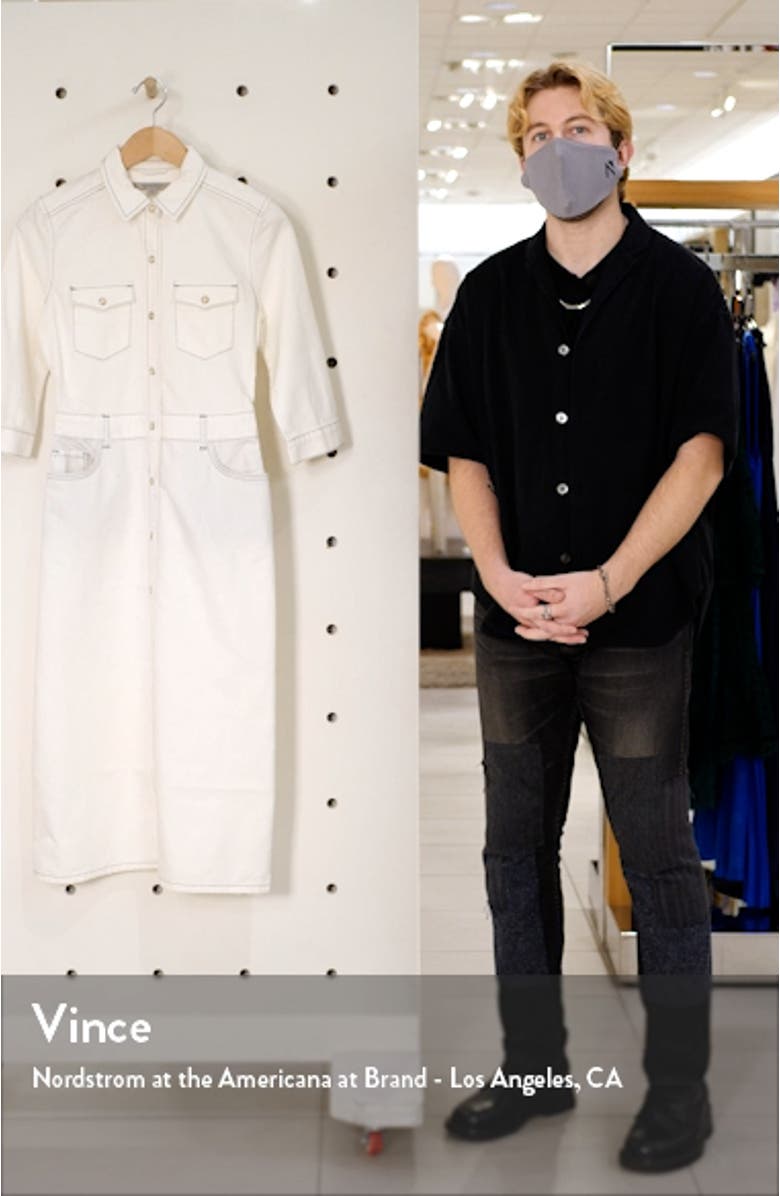 Polly Long Sleeve Denim Midi Shirtdress, sales video thumbnail