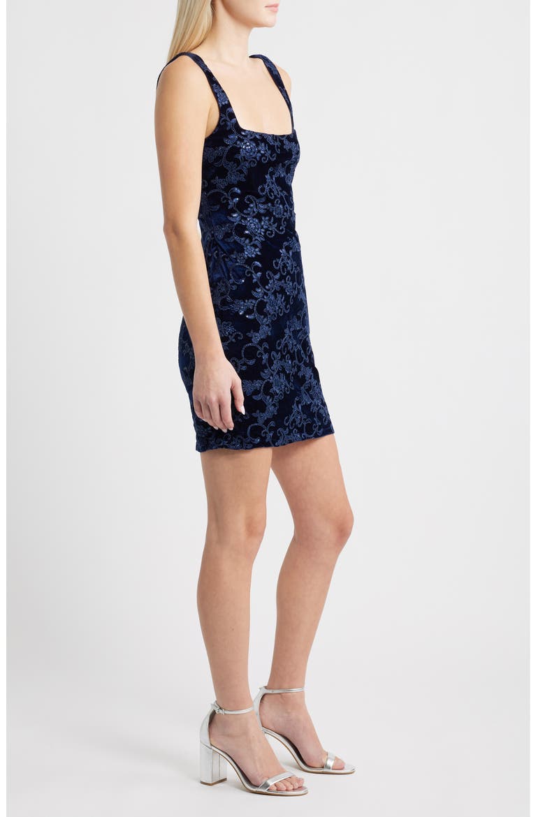 Sequin Sleeveless Velvet Dress, Alternate, color, NAVY