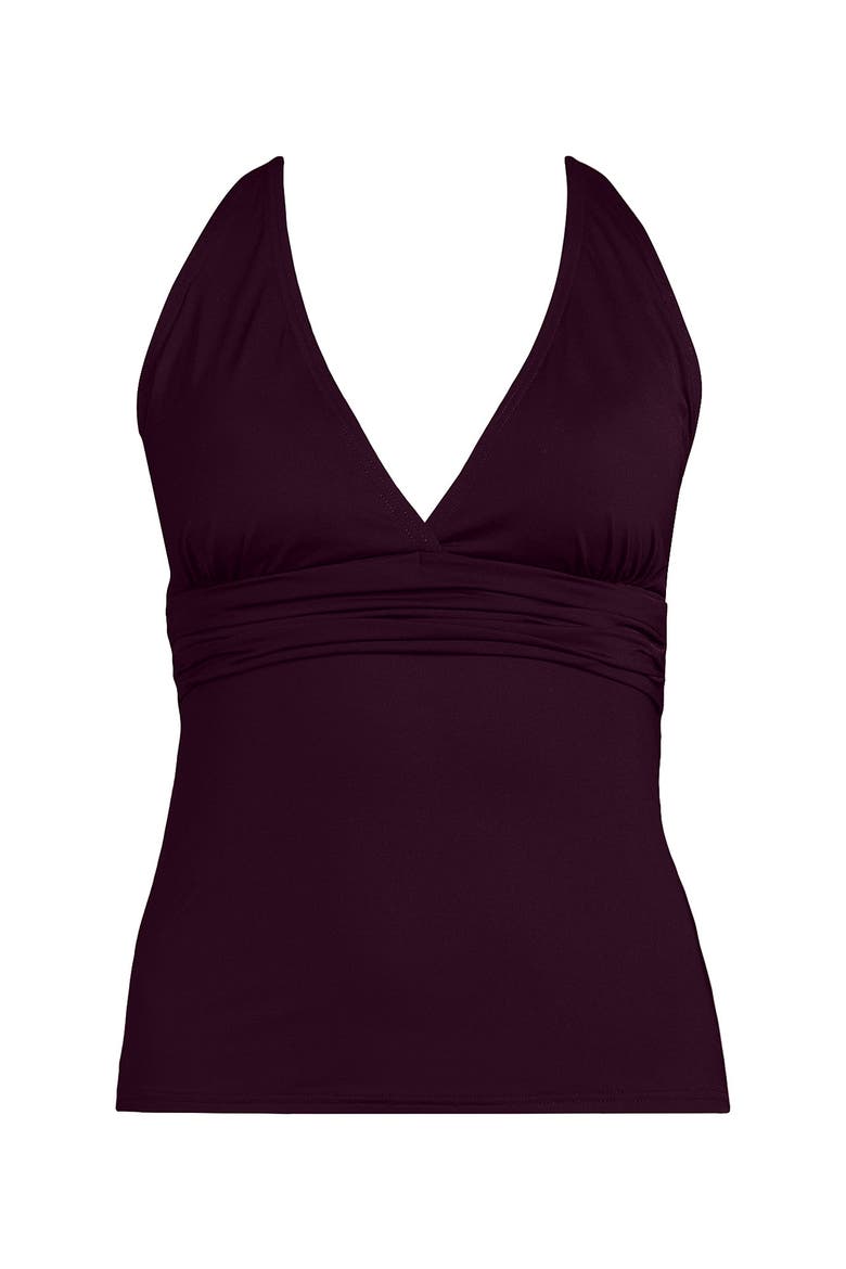 Plus Size V-Neck Plunge X Back Tankini Top, Alternate, color, Dark Wine