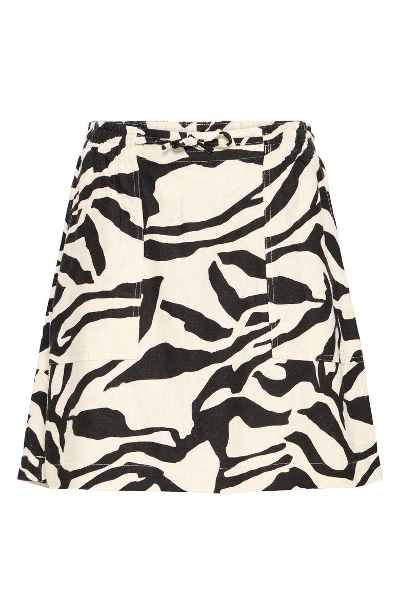 ICHI Print Linen Blend Skirt, Alternate, color, Black Multi