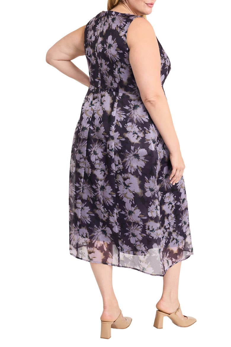 Floral Sleeveless Organza A-Line Dress, Alternate, color, BLACK/GENTLE LAVENDER