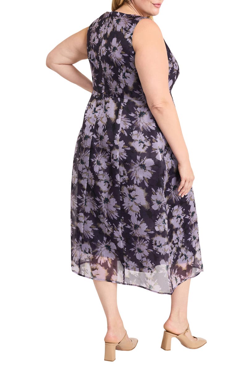 Maggy London Floral Sleeveless Organza A-Line Dress, Alternate, color, Black/Gentle Lavender