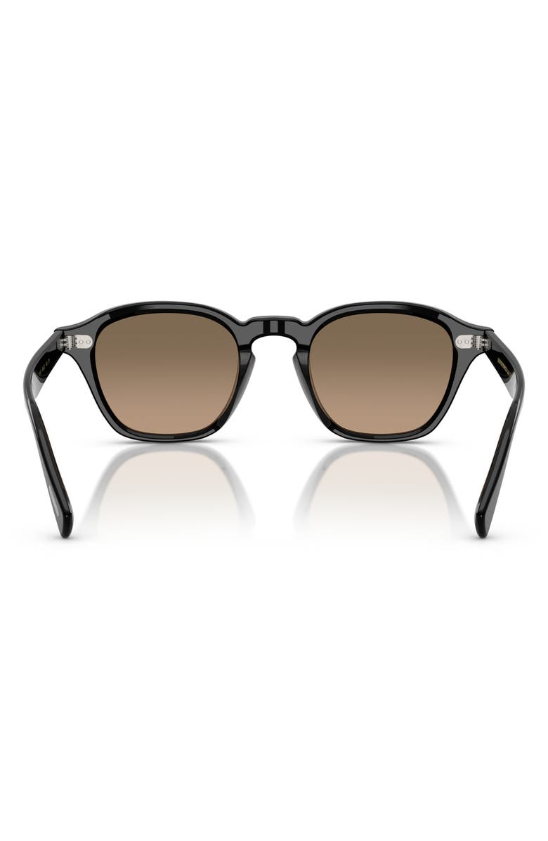 Oliver Peoples 48mm Small Polarized Square Sunglasses, Alternate, color, Black / Sandstone