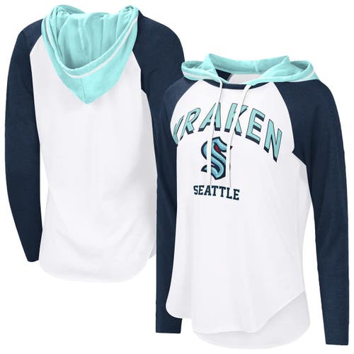 G-iii 4her By Carl Banks White Seattle Kraken Vip Raglan Long Sleeve Hoodie T-shirt