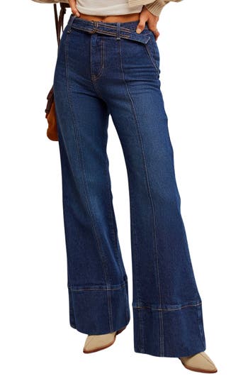 Free People Ryla Ring Belt Wide Leg Jeans