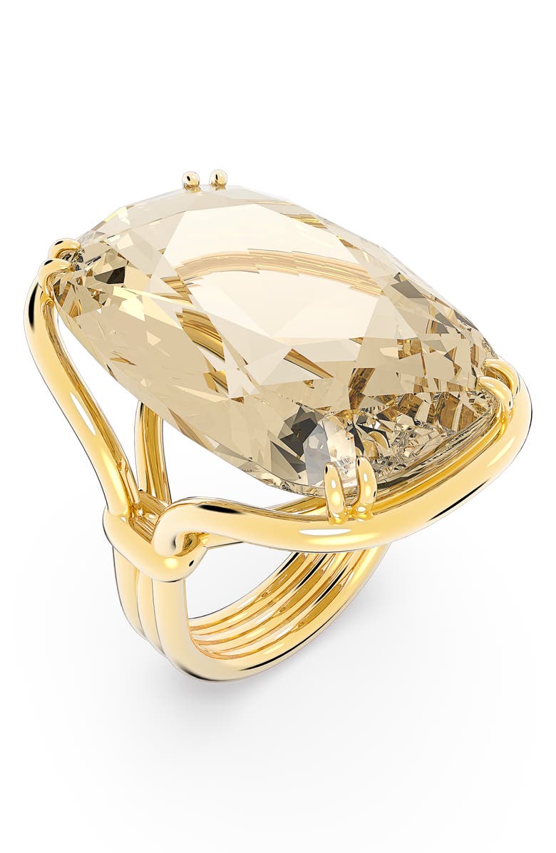 Swarovski Harmonia Crystal Cocktail Ring, Alternate, color, Gold/ Light Topaz