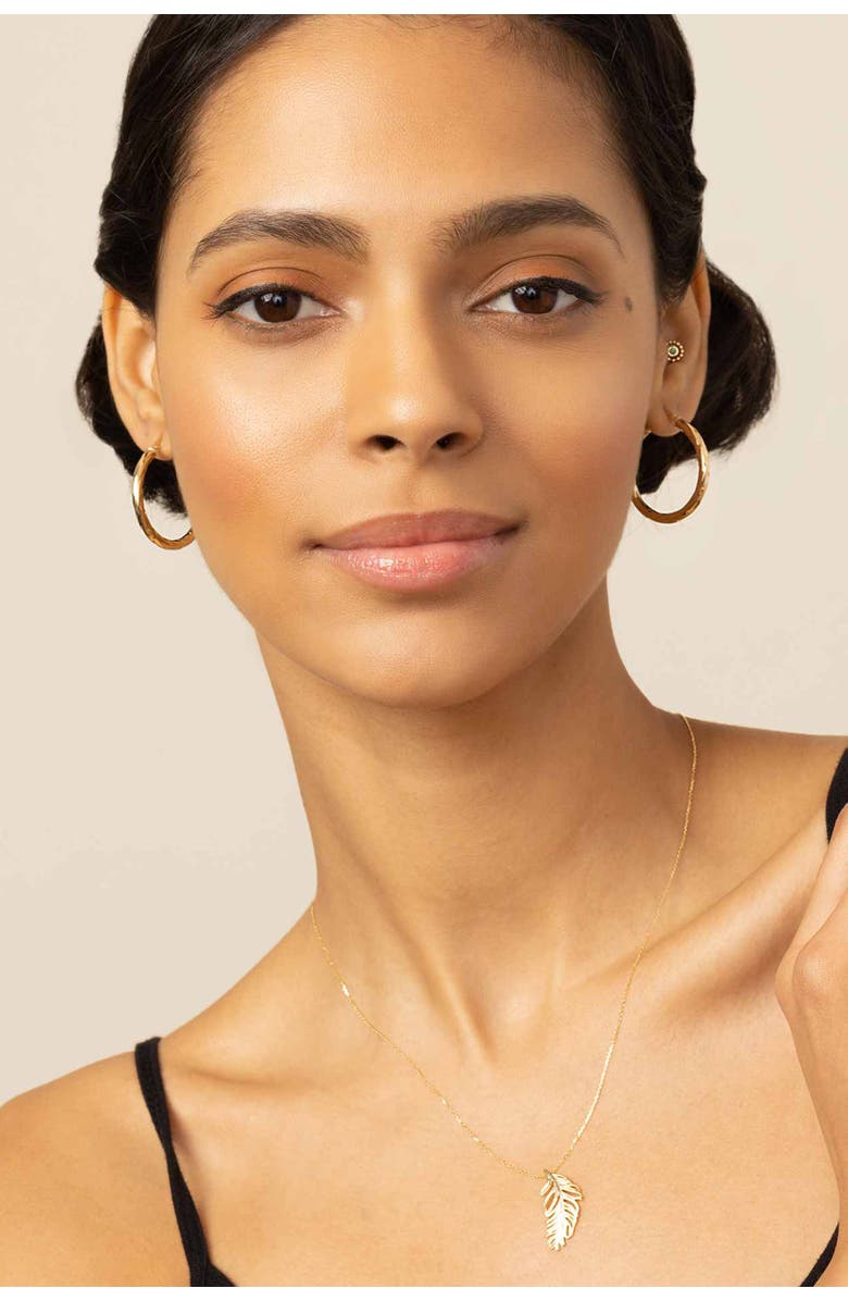 Oradina 14K Yellow Gold Fine As A Feather Pendant Necklace, Alternate, color, Yellow Gold