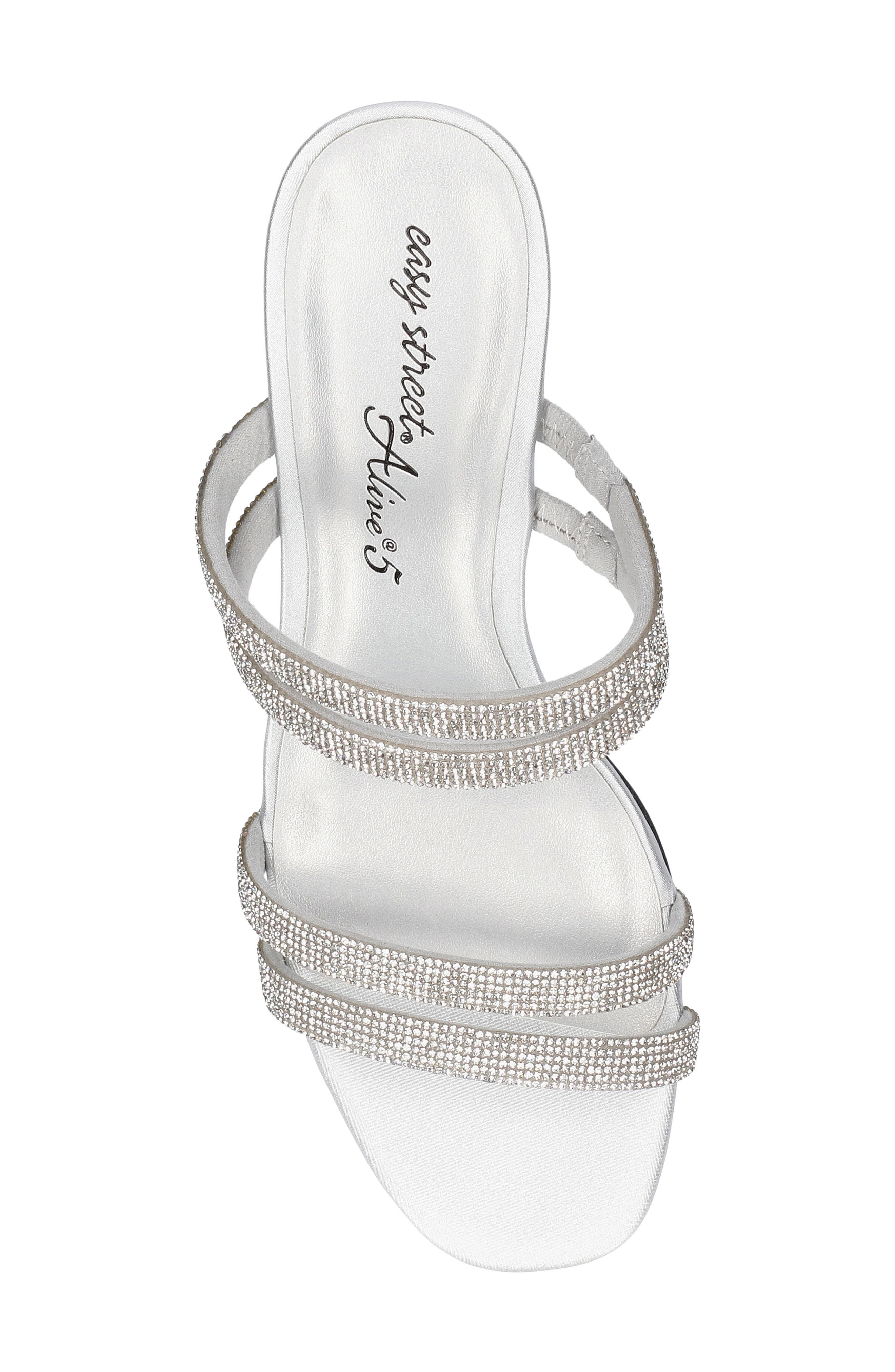 Jemma Slide Sandal, Alternate, color, SILVER SATIN STONES