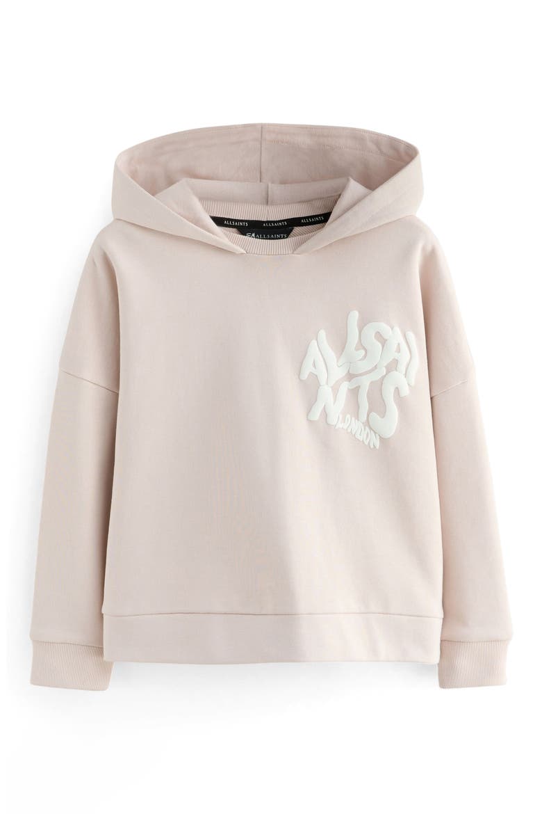 Kids' Oversize Floral Heart Logo Cotton Hoodie, Main, color, PINK