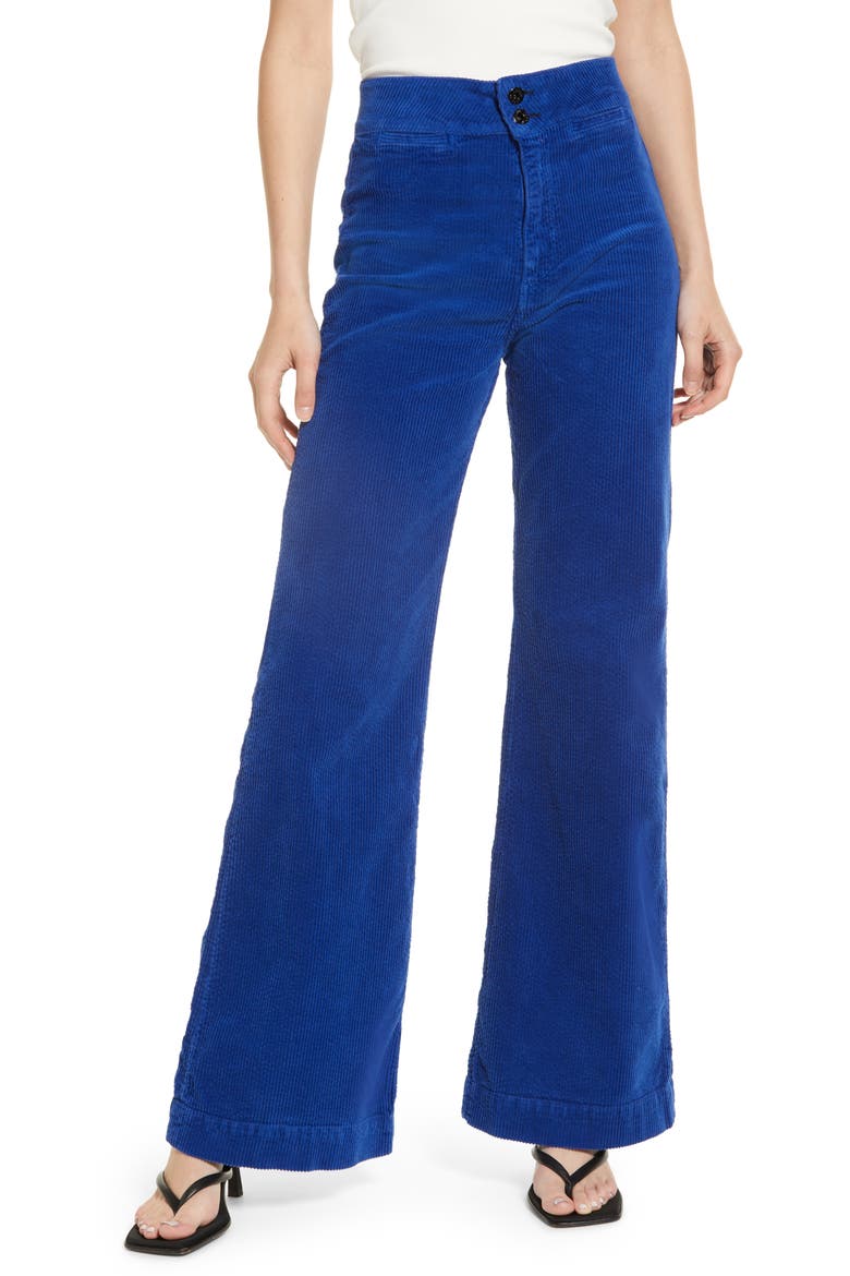 Brighton High Waist Wide Leg Corduroy Pants, Main, color, COBALT