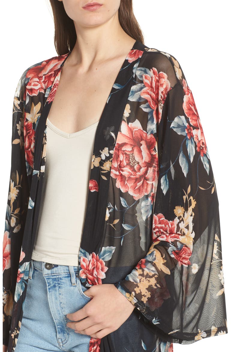 Floral Kimono, Alternate, color, BLACK GROUND RED FLORAL