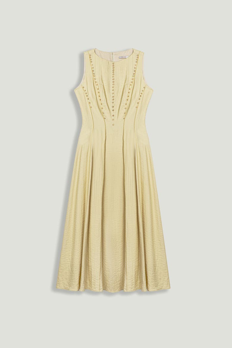 Sleeveless Textured Midi Dress, Alternate, color, Yellow