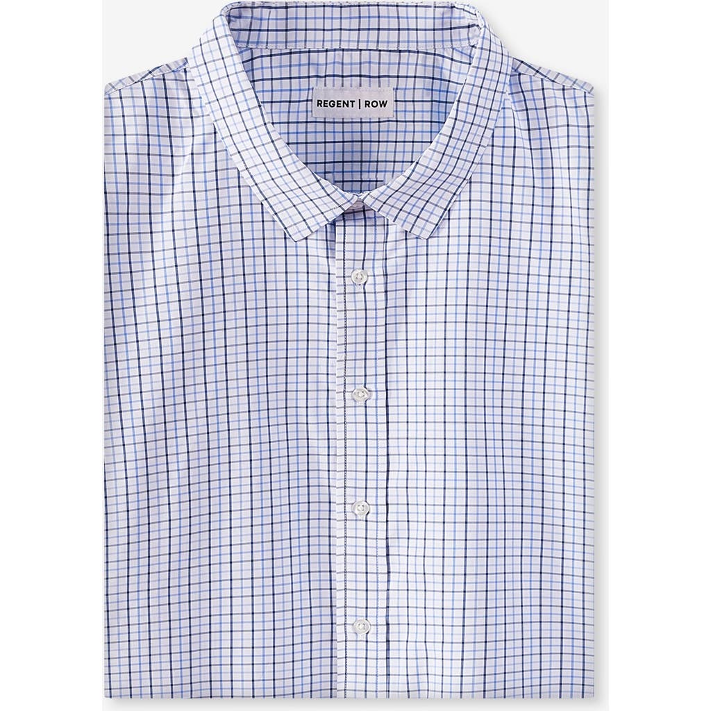 Regent Row Big And Tall Stanton Shirt Short Sleeve Button Down In White-and-blue-check-39