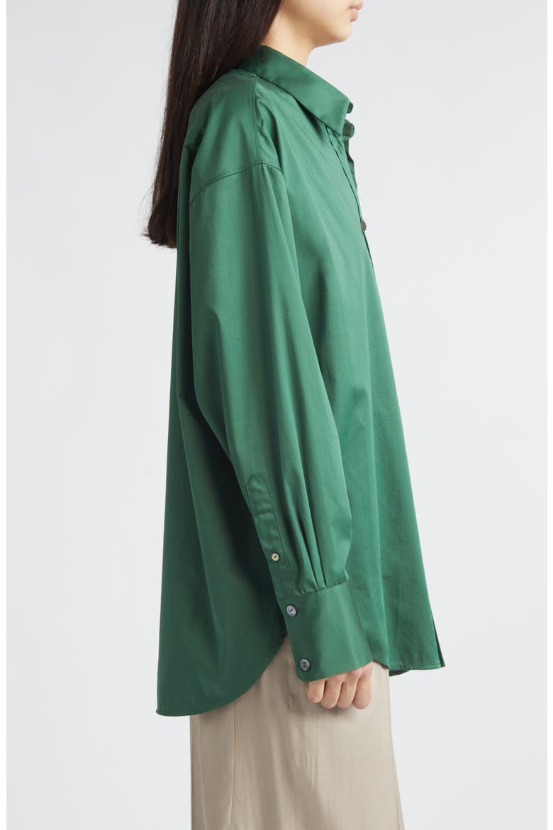 Doona Oversize Stretch Cotton Button-Up Shirt, Alternate, color, GREEN