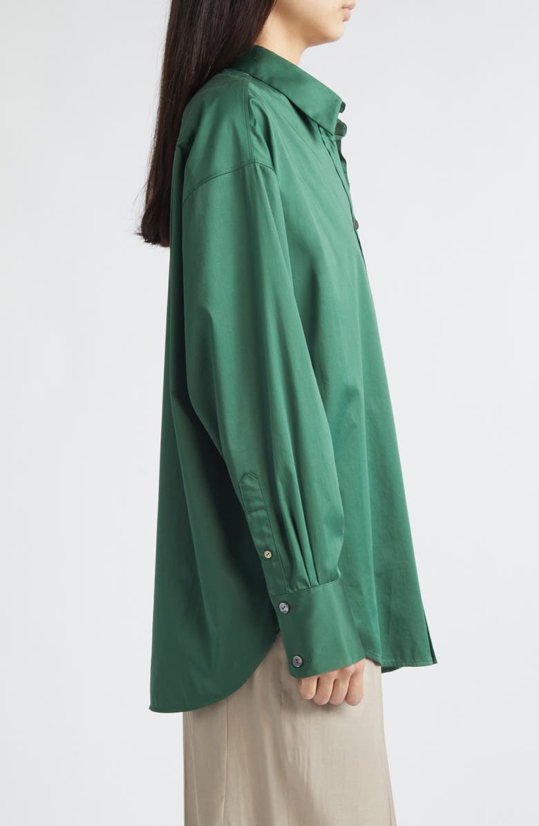 GIA STUDIOS Doona Oversize Stretch Cotton Button-Up Shirt, Alternate, color, Green