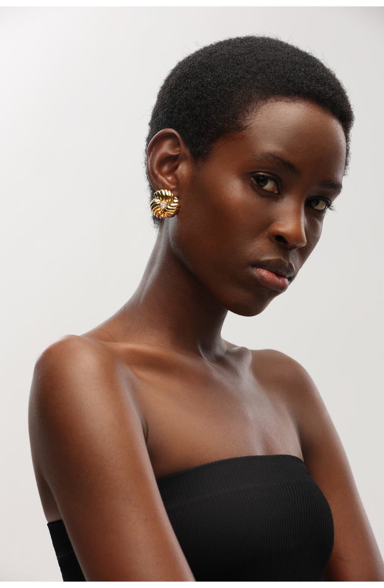 Classicharms Clover Designed Stud Earrings, Alternate, color, Gold