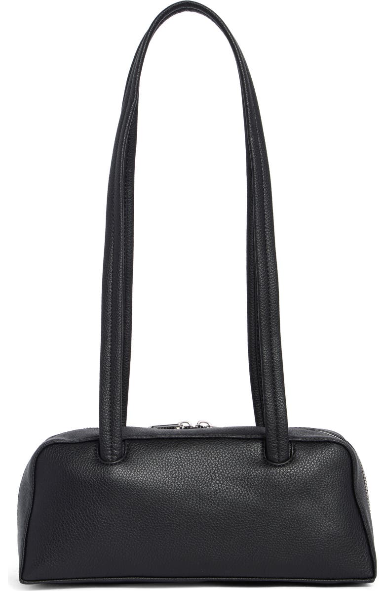 Baggu Small Recycled Leather Bowler Shoulder Bag, Alternate, color, Black