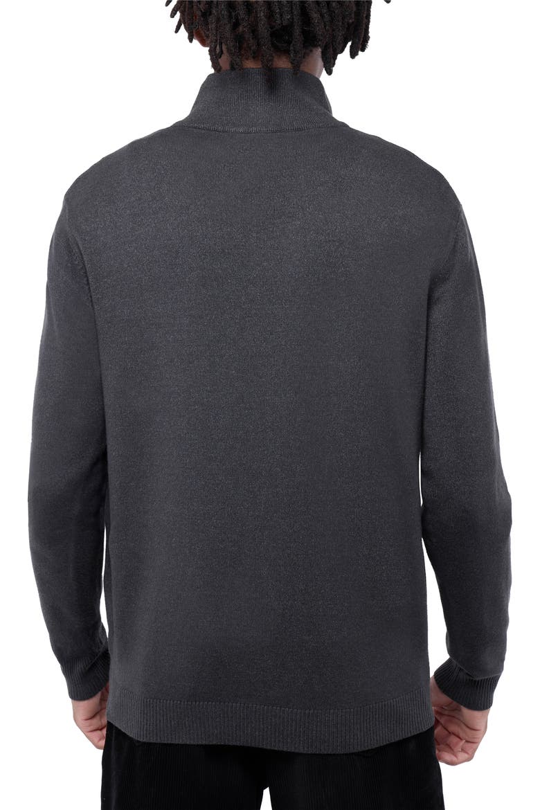 Mock Neck Quarter Zip Sweater, Alternate, color, HEATHER CHARCOAL