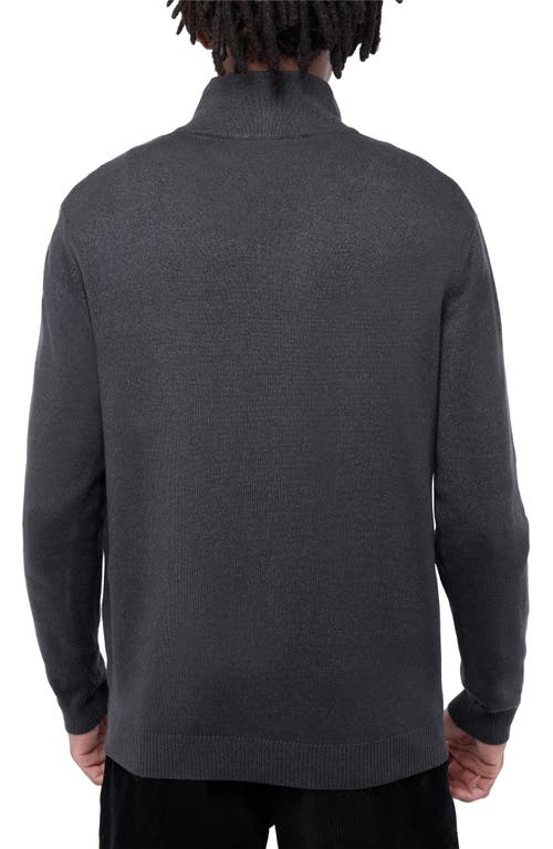 Spring + Mercer Mock Neck Quarter Zip Sweater In Heather Charcoal