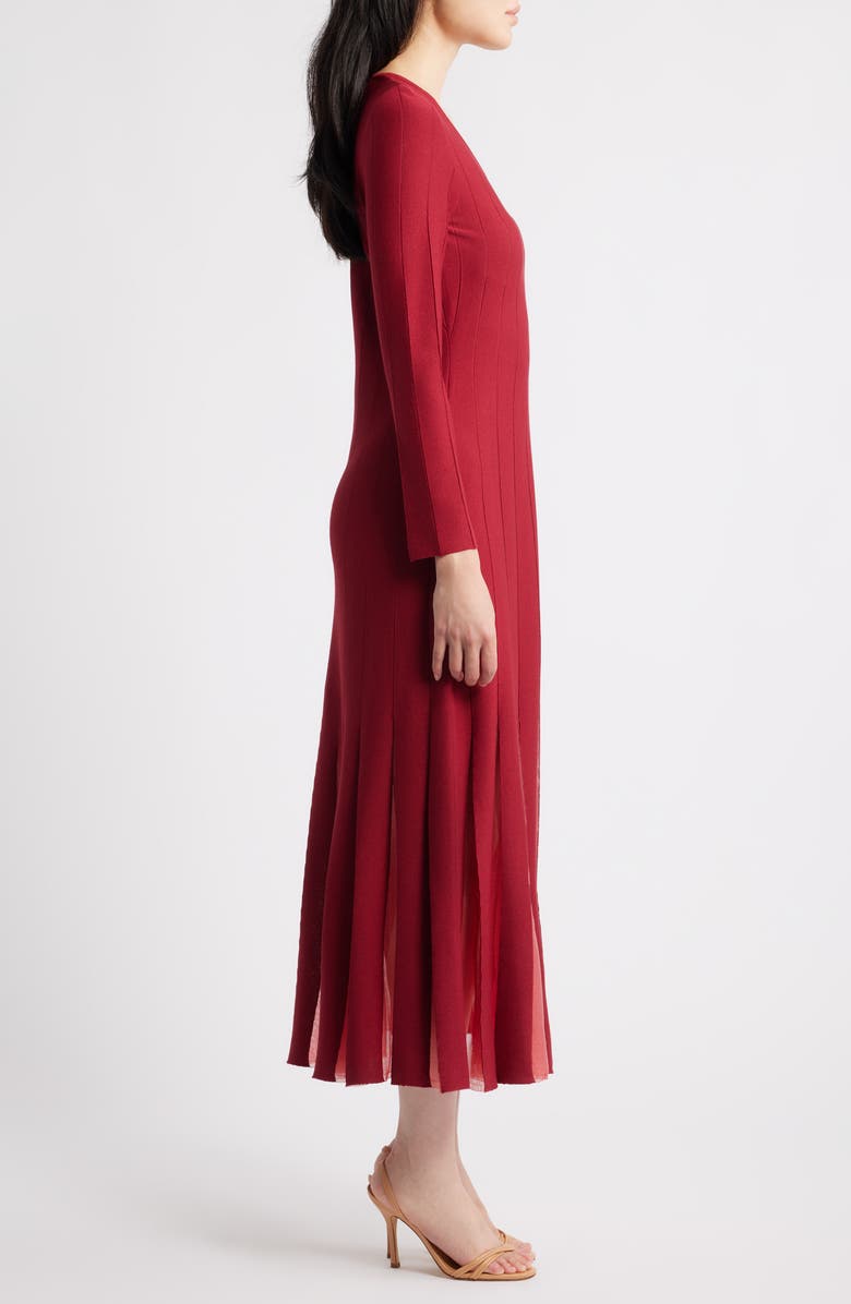 Misook Fit & Flare Long Sleeve Dress, Alternate, color, Scarlet Red