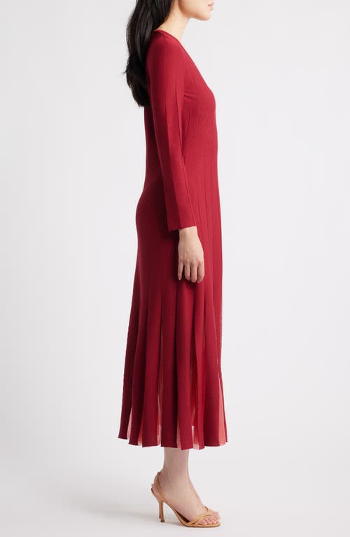 Misook Fit & Flare Long Sleeve Dress In Red