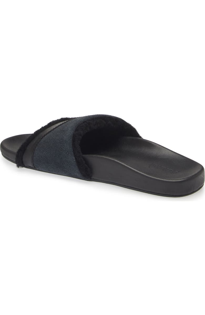 OluKai Hō‘ala Genuine Shearling Slide Sandal, Alternate, color, Black/ Black