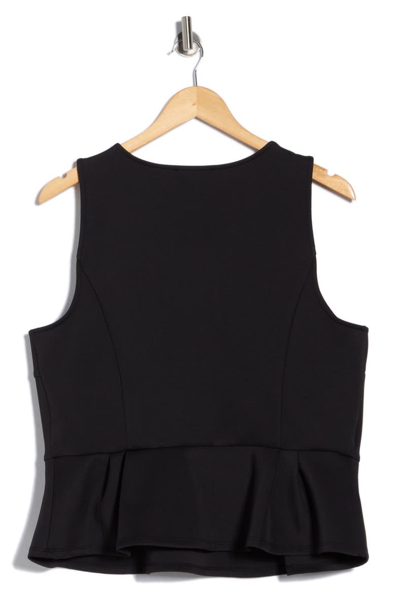Sleeveless Scuba Peplum Top, Alternate, color, BLACK SOLID
