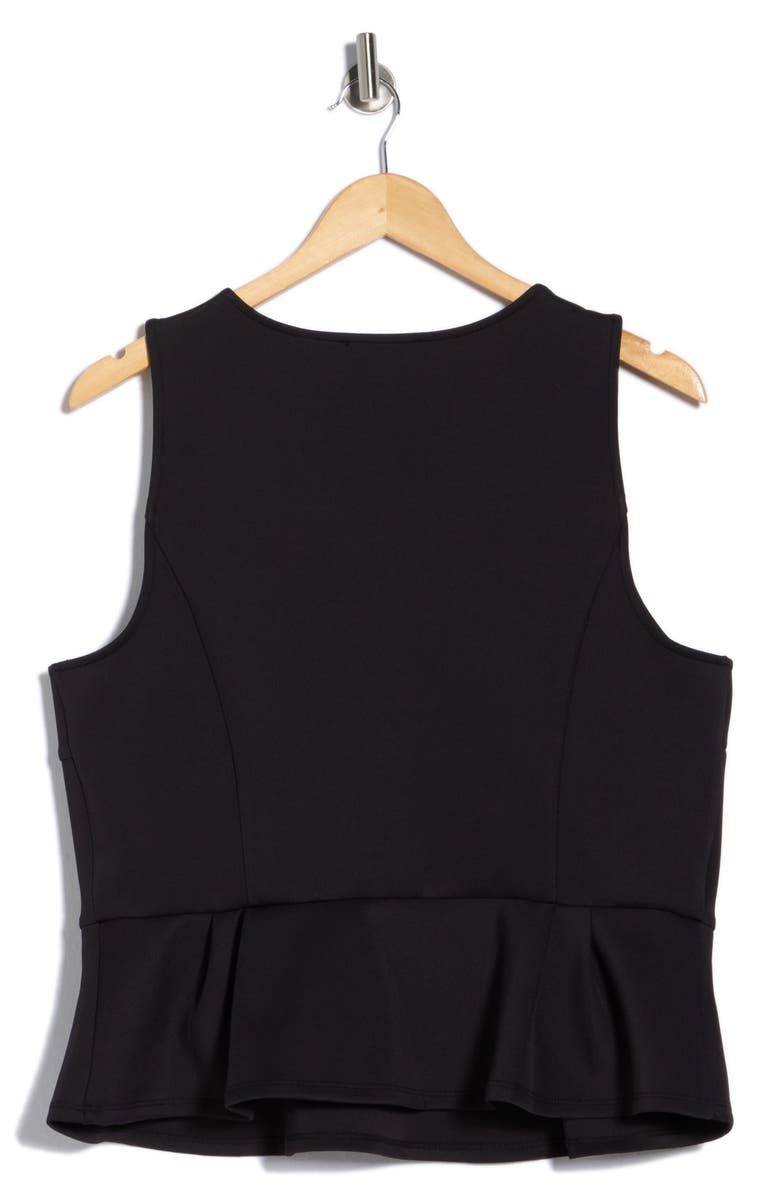 T Tahari Sleeveless Scuba Peplum Top, Alternate, color, Black Solid