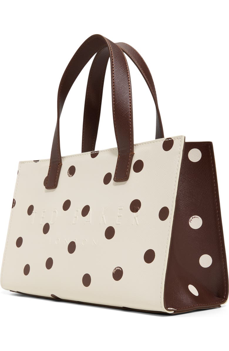Ted Baker Suricon Mini Tote, Alternate, color, Dark Brown/Cream Polkadot