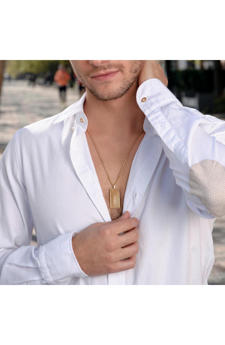 LuvMyJewelry Wood Jasper Sterling Silver Men Tag Necklace, Alternate, color, 14Kt Gold Vermeil On Sterling