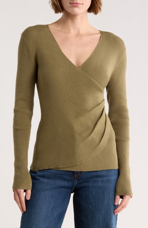 Faux Wrap Knit Sweater