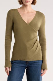 MAX STUDIO Faux Wrap Knit Sweater