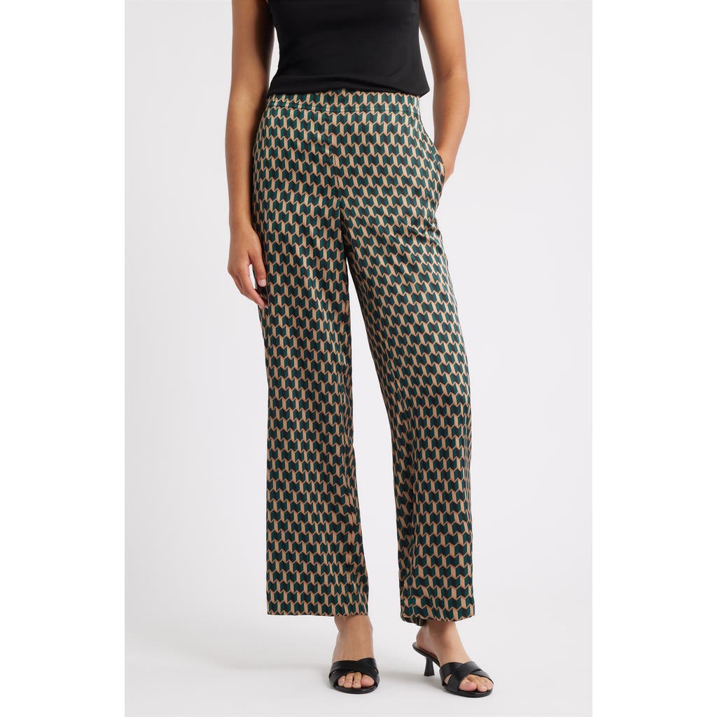 Anne Klein Womens Printed Blouse Wide Leg Pull On Pants In Black