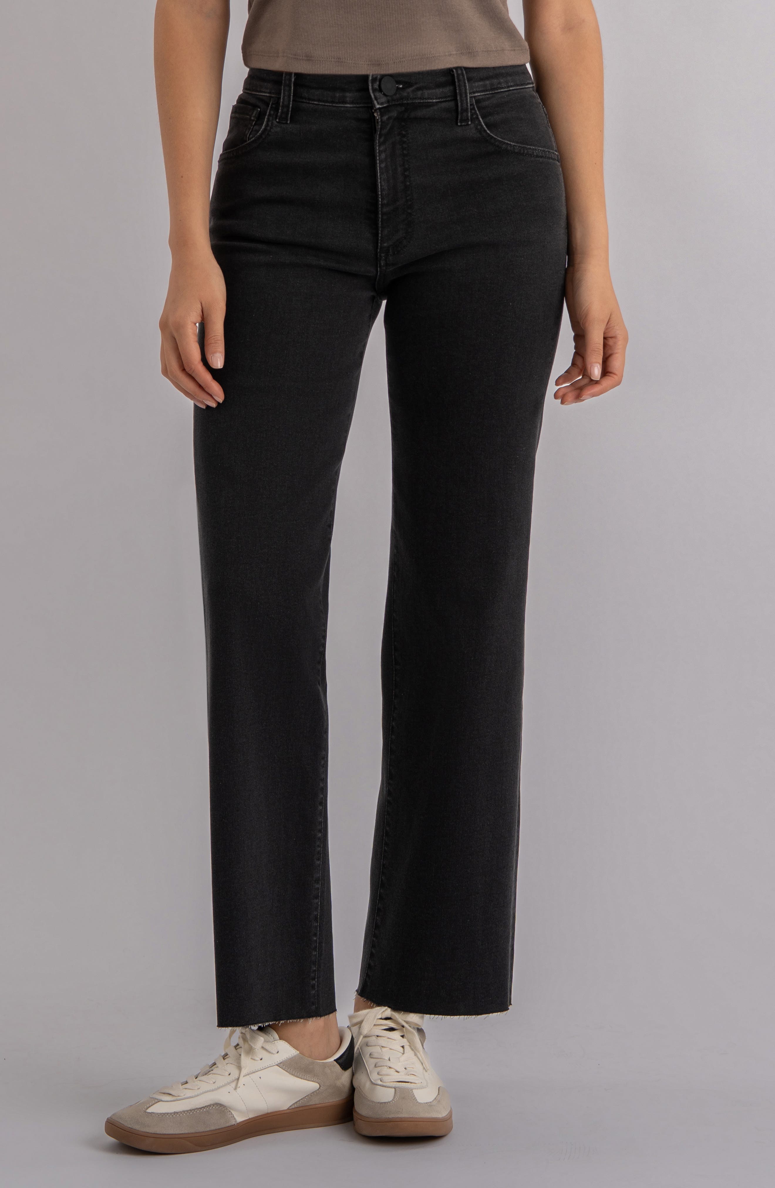 KUT from the Kloth Avery Fab Ab High Waist Raw Hem Ankle Straight Leg Jeans