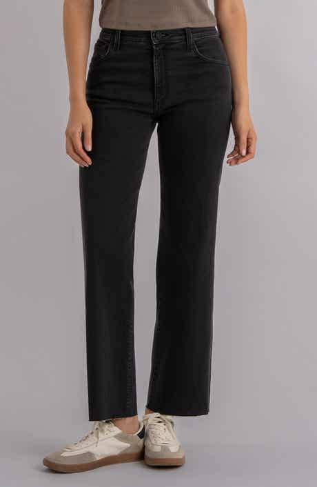KUT from the Kloth Avery Fab Ab High Waist Raw Hem Ankle Straight Leg Jeans