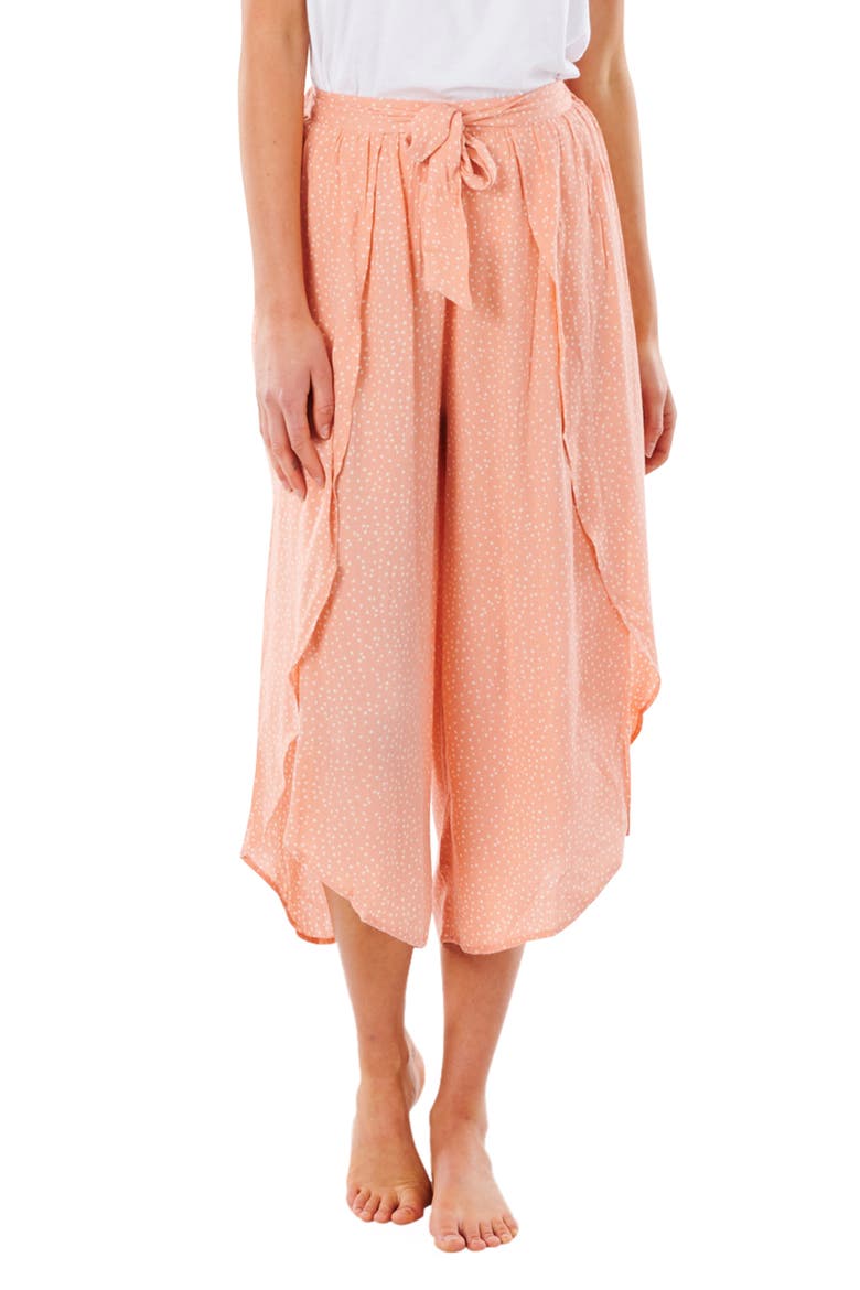 Tallows Wrap Front Crop Pants, Main, color, CORAL