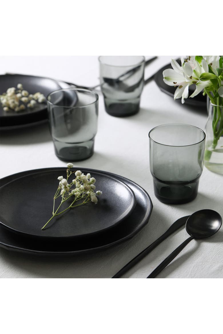 Rio Stoneware 32-Piece Dinnerware Set with Glasses, Alternate, color, Black