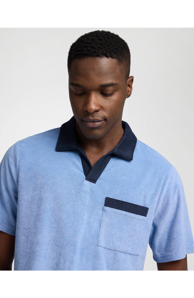Onia Towel Terry Pocket Johnny Collar Polo, Alternate, color, Riviera/Navy