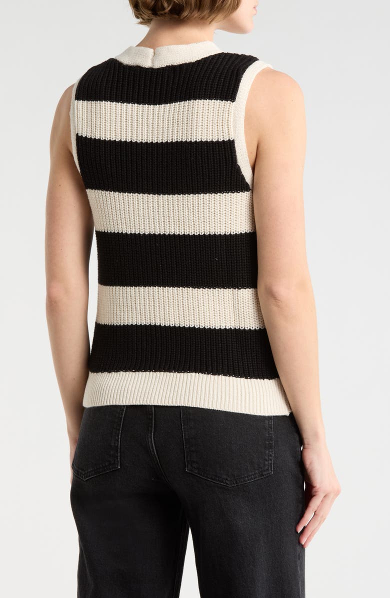 Sanctuary Stripe Cotton Sweater Vest, Alternate, color, Chalk White/ Black