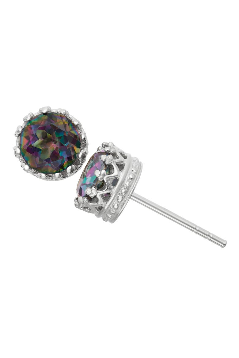 Sterling Silver Crown Stone Stud Earrings, Main, color, MYSTIC
