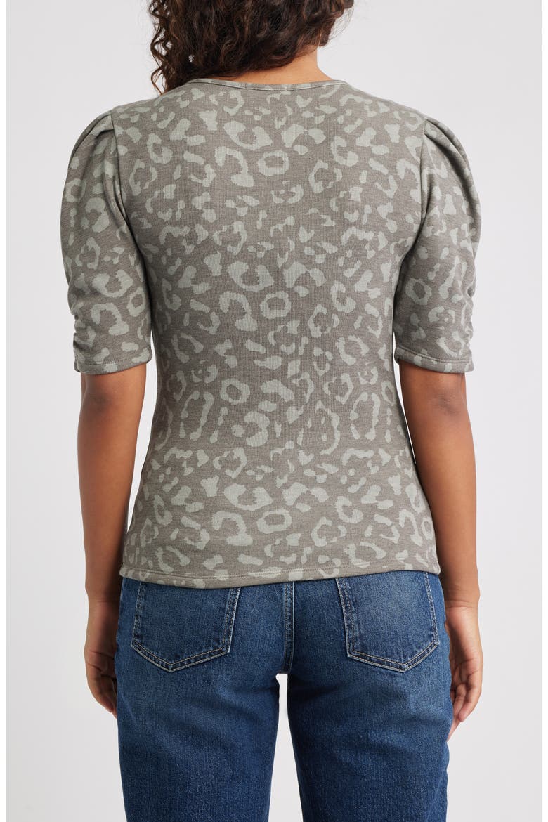 Pleated Puff Sleeve Fleece Top, Alternate, color, SAGE