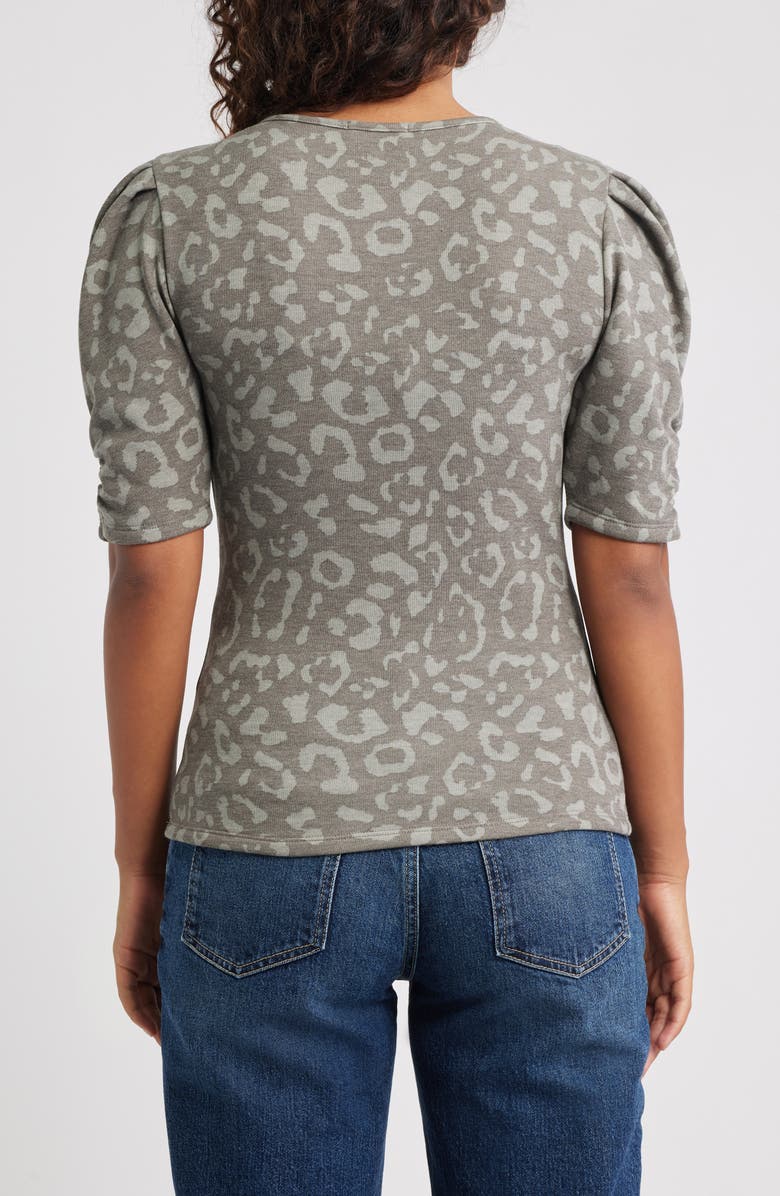 Loveappella Pleated Puff Sleeve Fleece Top, Alternate, color, Sage