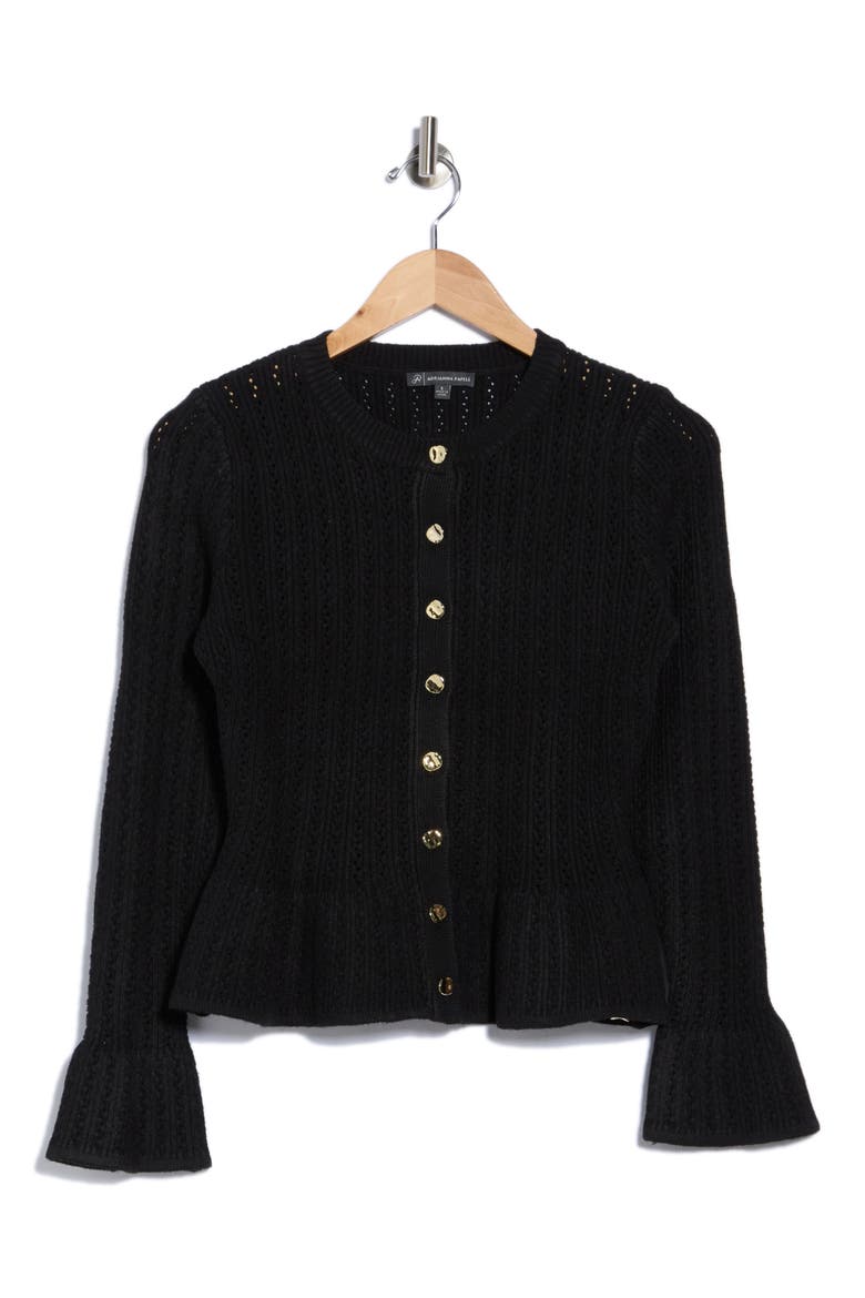 Peplum Cardigan, Main, color, BLACK