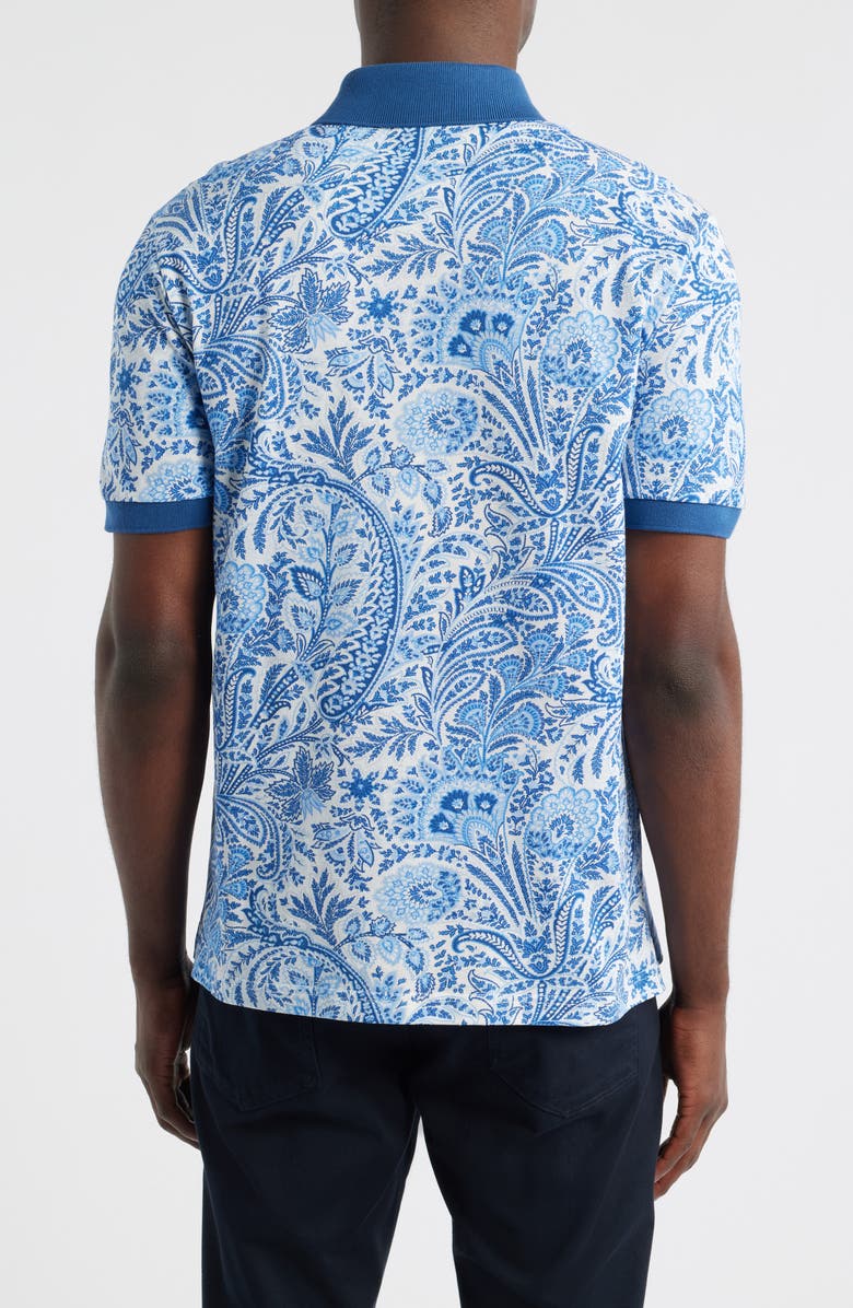 Etro Roma Cotton Piqué Polo, Alternate, color, Stampa F.do Bianco