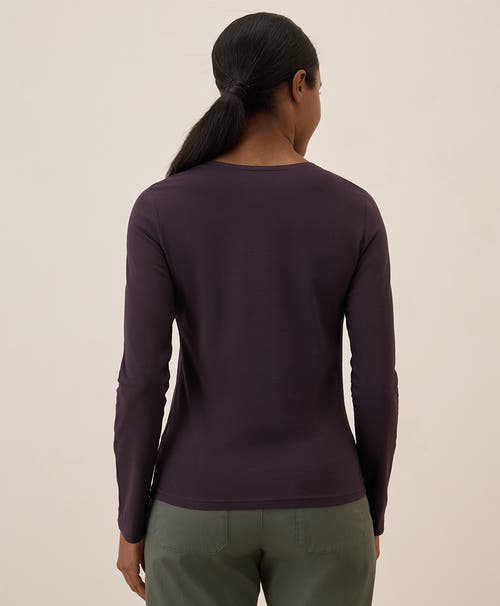 Pact Organic Cotton Luxe Stretch Jersey Slim Long Sleeve Tee In Plum