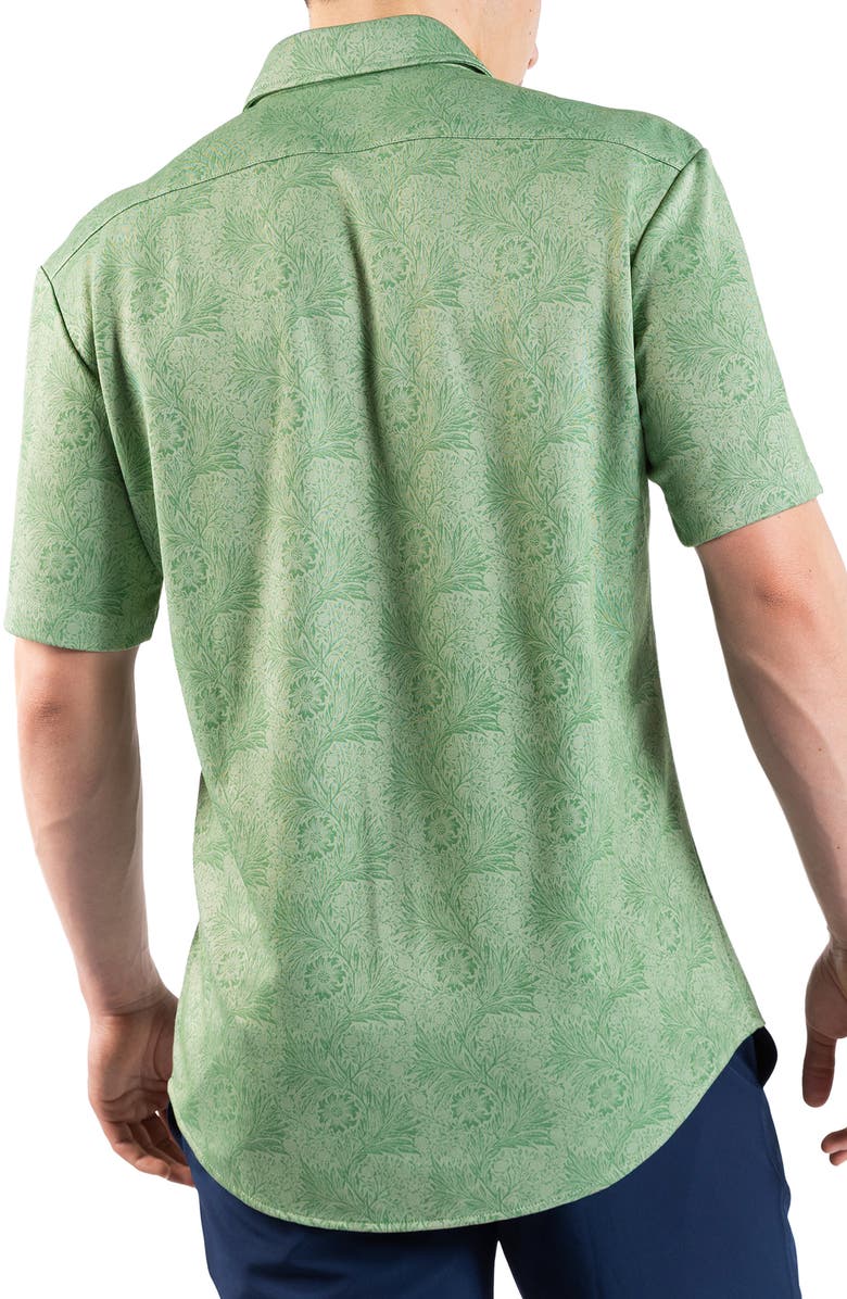TailorByrd Tropical Short Sleeve Button-Up Shirt, Alternate, color, Moss Green