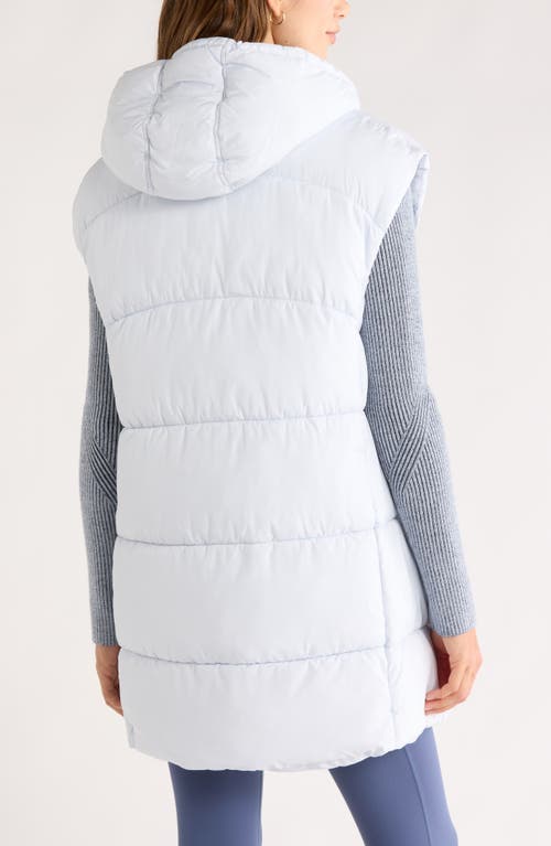 Zella Longline Hooded Puffer Vest In White