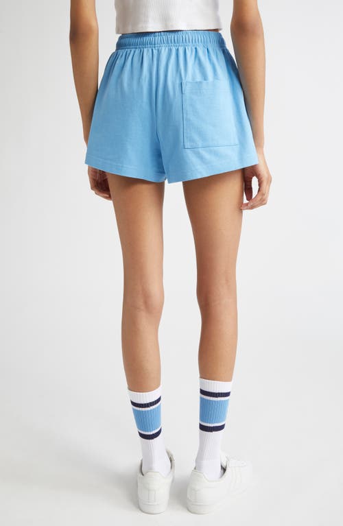 Sporty And Rich Sporty & Rich Wellness Club Disco Graphic Sweat Shorts In Blue